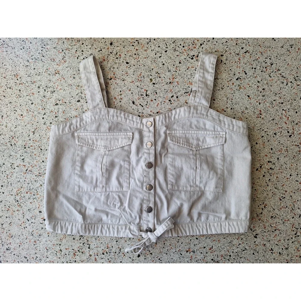 48 Free People Palm Desert Solid Denim Top
